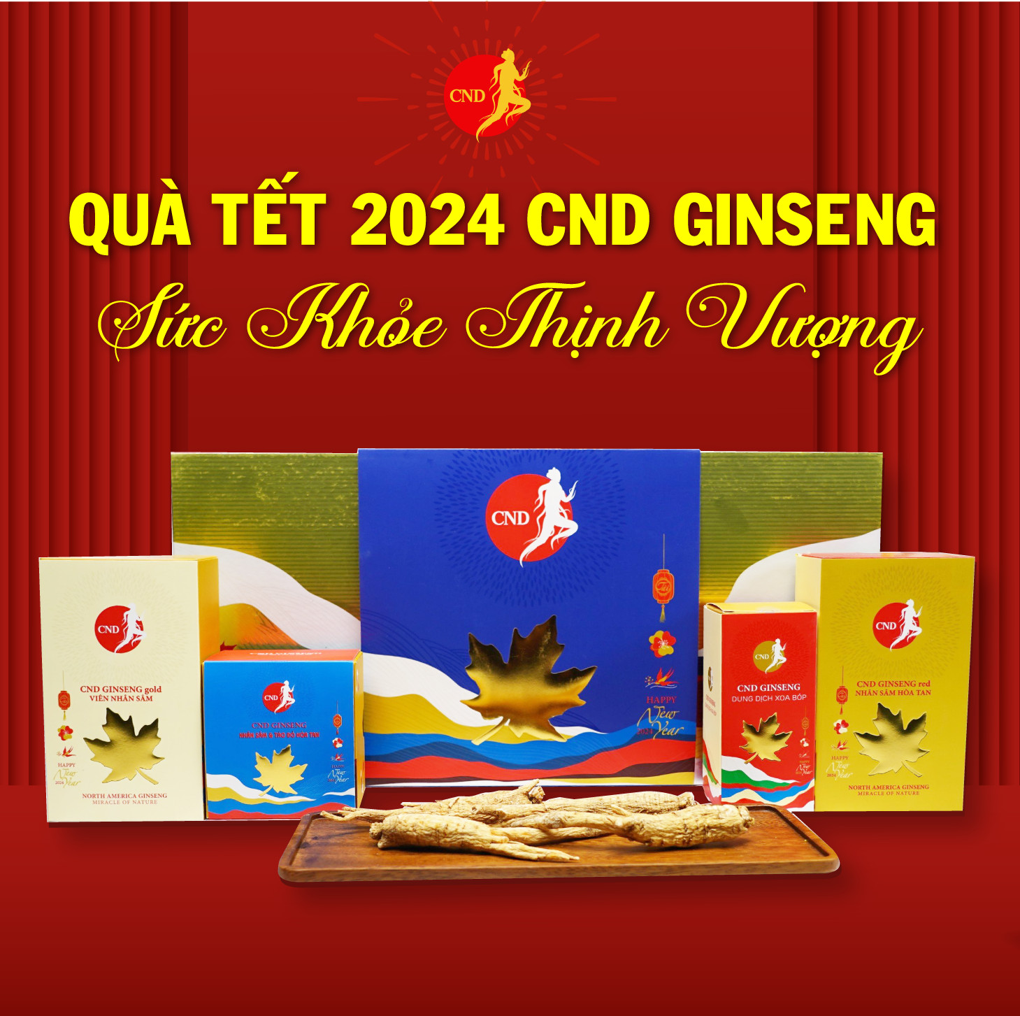 Hộp Quà Tết 2024 – CND Ginseng Sức Khỏe Thịnh Vượng (kèm túi)